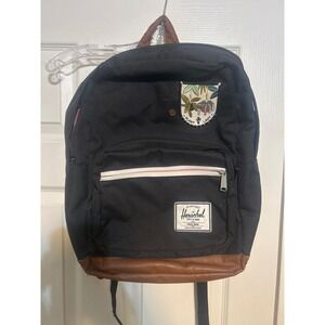 Herschel Supply Co Pop Quiz Backpack Black Brown Plant Lady Patch Laptop Bag